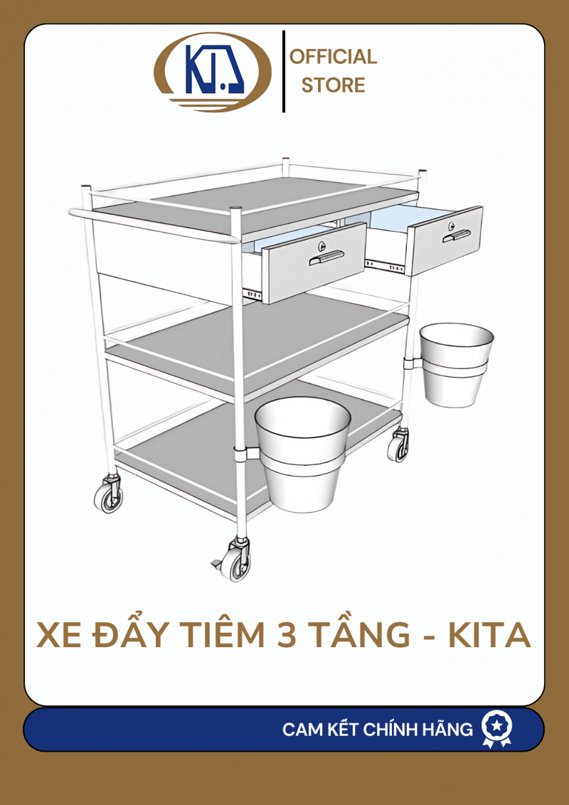 XE ĐẨY TIÊM 3 TẦNG 2 HỘC 2 XÔ